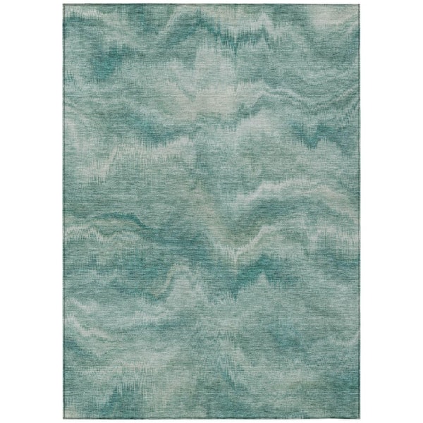 Chantille Machine Washable Indoor/Outdoor Abstract ACN2095 Teal 9 ft. x 12 ft. Area Rug