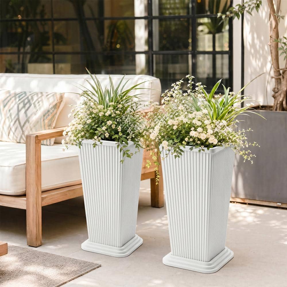 23.6 in. White Weather Resistant Outdoor Planter Box (Set of 2) price history on PriceWatchPro
