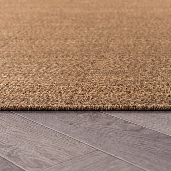 Plaid Natural/Jute Easy-Care Indoor/Outdoor Flat Woven 4 ft. x 6 ft. Natural Area Rug