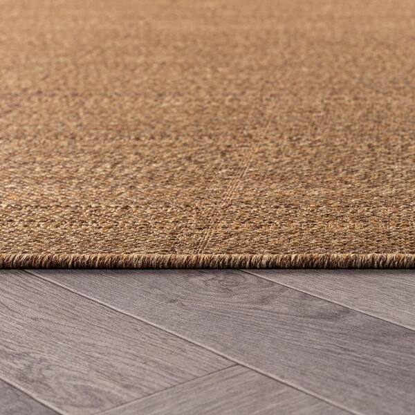 Plaid Natural/Jute Easy-Care Indoor/Outdoor Flat Woven 6 ft.6 in. x 9 ft. Natural Area Rug