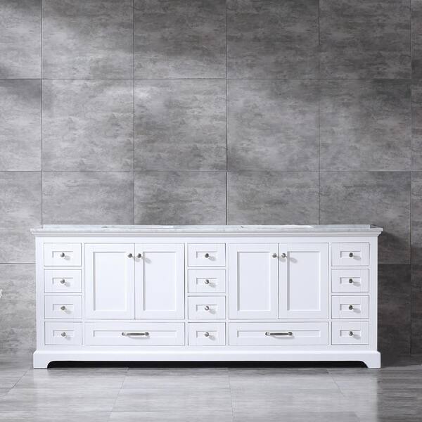 Lexora Dukes 84 In W X 22 In D White Double Bath Vanity And Carrara Marble Top Ld342284dads000 