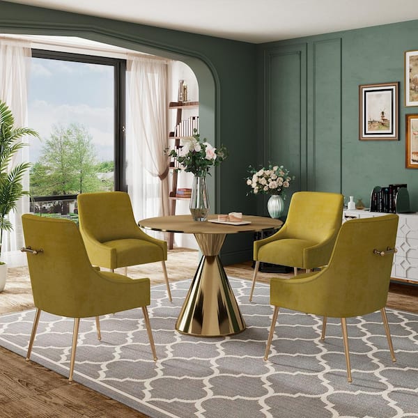 Green and discount gold dining chairs