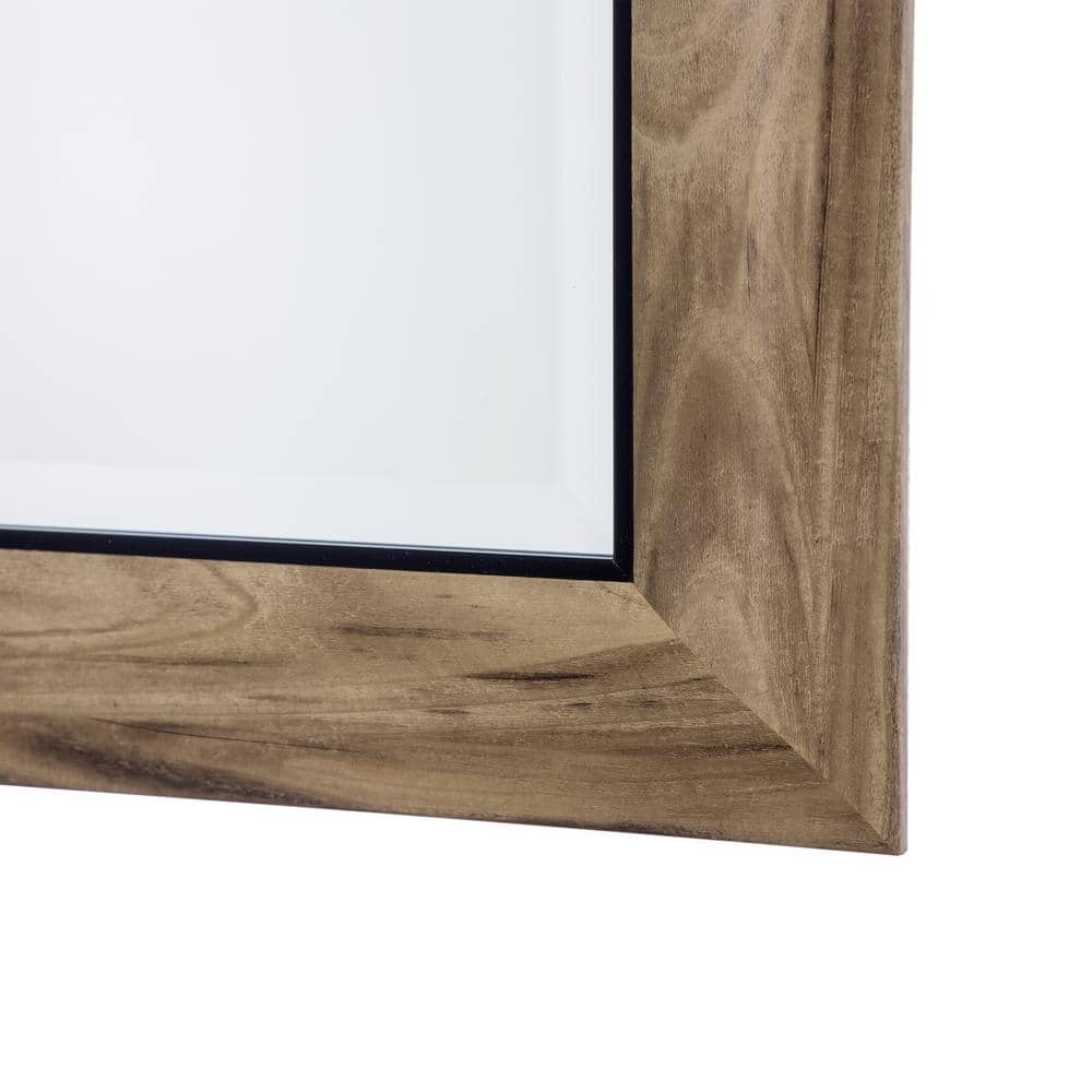 Rustic Gray Wash Wood Frame 31"x43" Wall Mirror with Black Trim