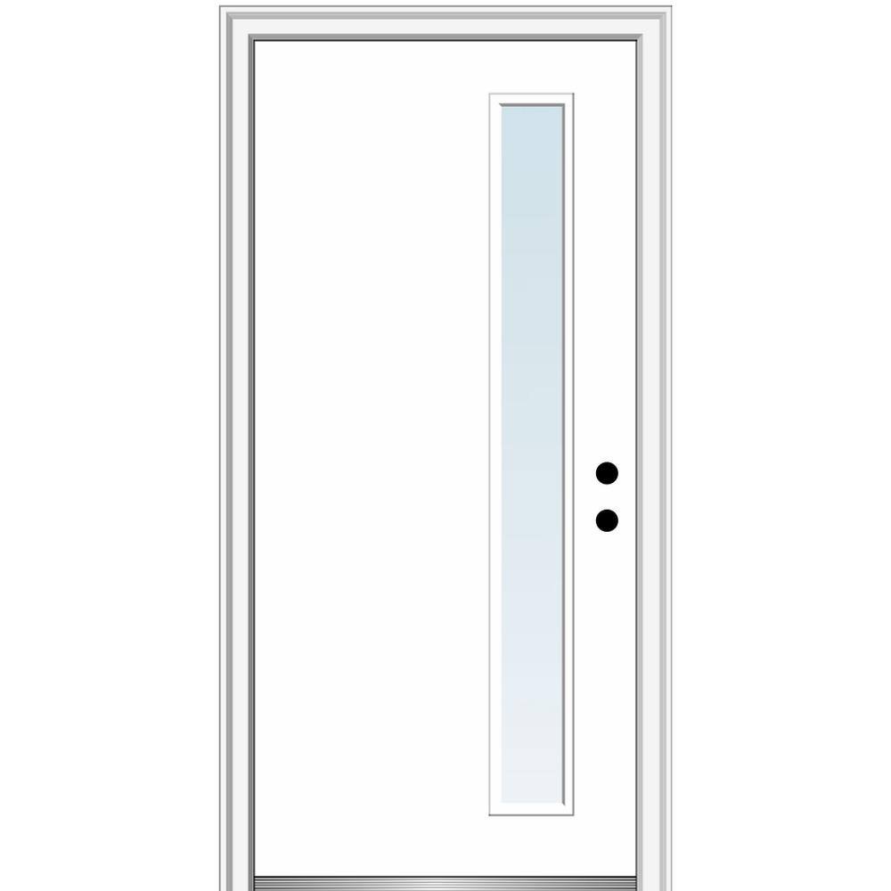 Viola 30 in. x 80 in. Left-Hand Inswing 1-Lite Clear Low-E Primed Fiberglass Prehung Front Door on 4-9/16 in. Frame price history on PriceWatchPro
