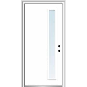 Viola 36 in. x 80 in. Left-Hand Inswing 1-Lite Clear Low-E Primed Fiberglass Prehung Front Door on 4-9/16 in. Frame