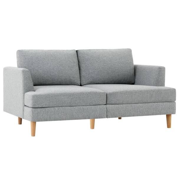 GOOD & GRACIOUS Sofas 65 ft. x 34.6 ft. Straight Arm Polyfiber Rectangle Reclining Loveseat Sofa in. Gray