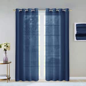 River Blue Extra Wide Grommet Sheer Curtain - 55 in. W x 84 in. L