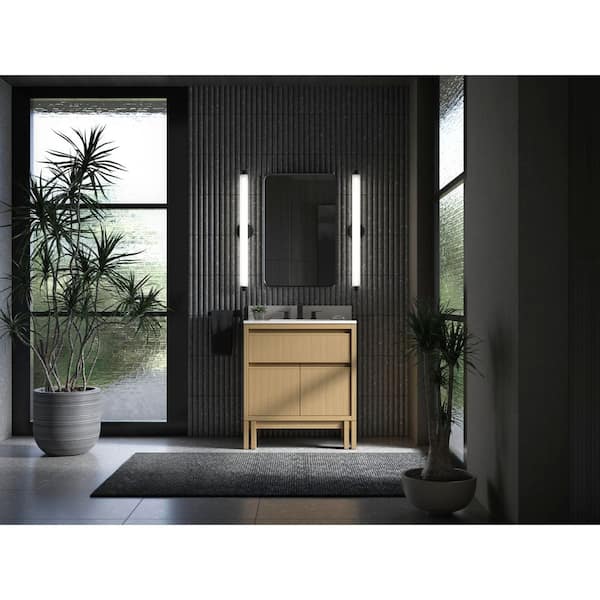 Solive 31 in. Light Oak Bath Vanity with Quartz Top