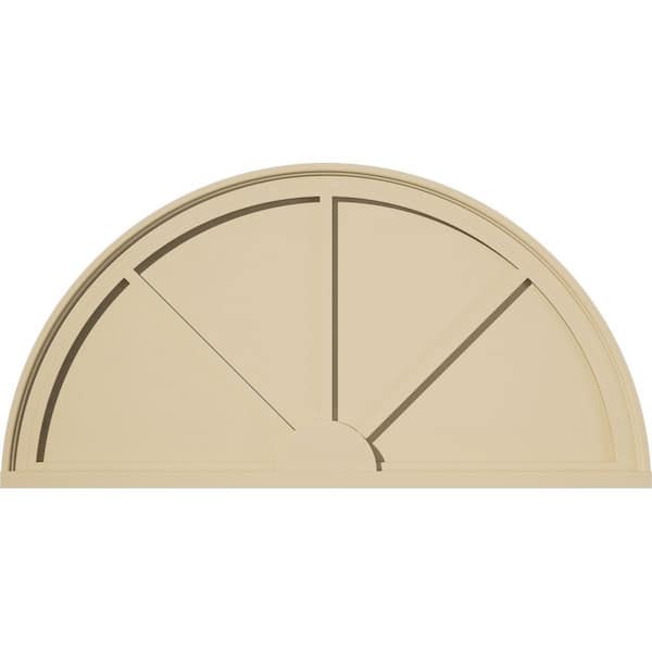 40 in. W x 20 in. H x 2 in. P Half Round 3 Spoke Signature Urethane Pediment, Primed Tan