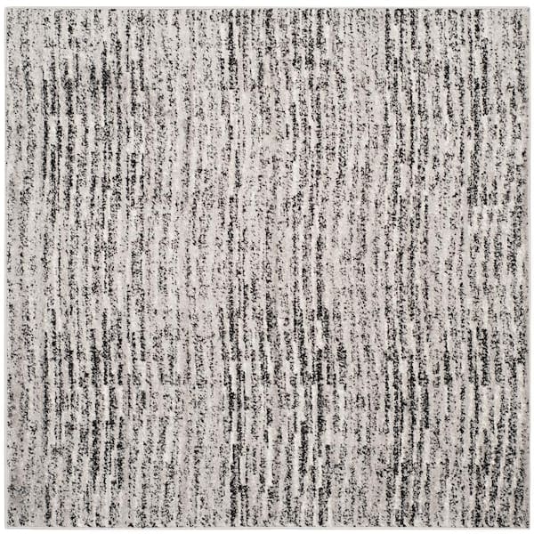SAFAVIEH Adirondack Black/Silver 6 ft. x 6 ft. Square Striped Area Rug