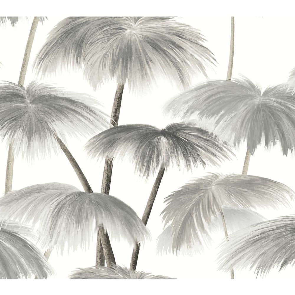 Plein Air Palms Black and Grey Wallpaper