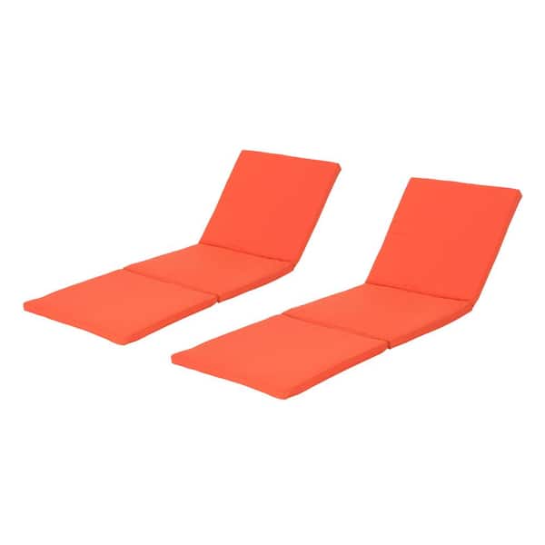Noble House Caesar Orange Outdoor Chaise Lounge Cushion (2-Pack)