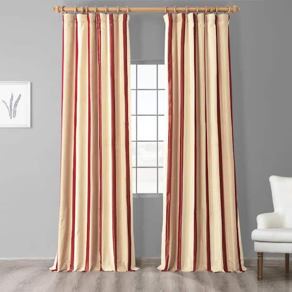 Exclusive Fabrics & Furnishings Manchester Multi-Colored Room Darkening Faux Silk Taffeta Stripe Curtain - 50 in. W x 108 in. L