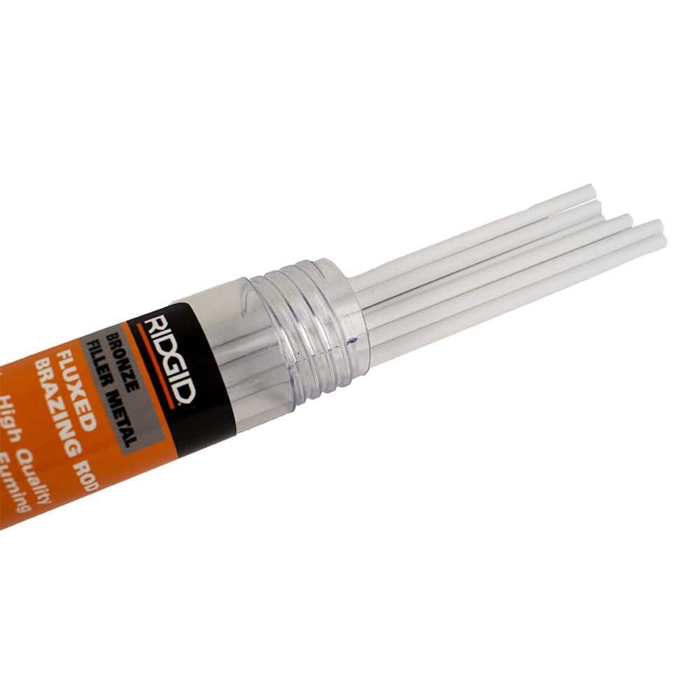 RIDGID 1/8 in. x 18 in. 10 Rods Flux Coated, Low Fume Bronze Brazing