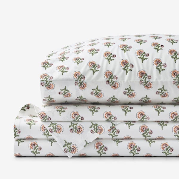 Company Cotton Suhana Garment Wash 4-Piece Caramel Cotton Percale Queen Sheet Set