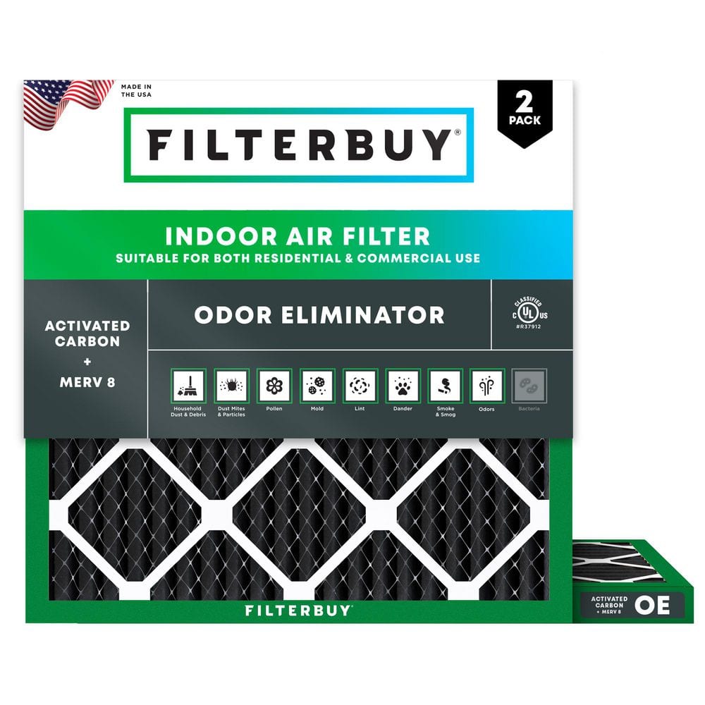 16 in. x 16 in. x 1 in. MERV 8 (FPR 5) Odor Eliminator Pleated HVAC AC Furnace Air Filters Replacement (2-Pack) price history on PriceWatchPro
