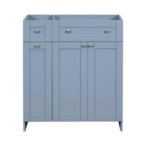 FUNKOL 29 in. W x 17.5 in. D x 33.5 in. H Freestanding Bath Vanity Cabinet without Top in Blue with Soft Close Door, Drawer