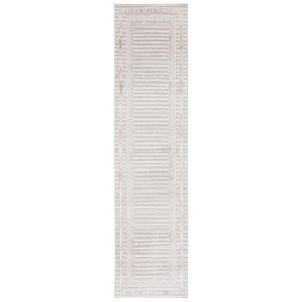 Hanna Ivory/Beige 2 ft. x 8 ft. Modern Border Runner Rug