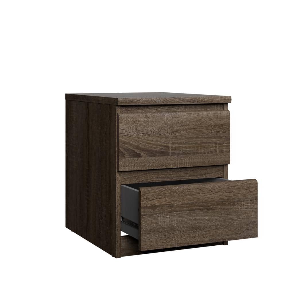 Truffle Oak 2-Drawer Modern Nightstand