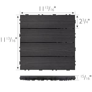 Square 1 ft. x 1 ft. Wood-Plastic Composite Deck Tiles in Modern Ebony (6-Pack)