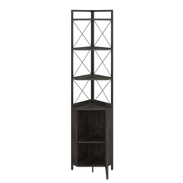 Dropship Rustic Corner Shelf 5-Tier With Storage, Bookshelf Stand Storage  Rack, Dark Grey to Sell Online at a Lower Price