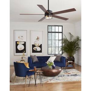 Felix 65 in. Indoor Black Large Ceiling Fan with Light Kit and Remote Control Included