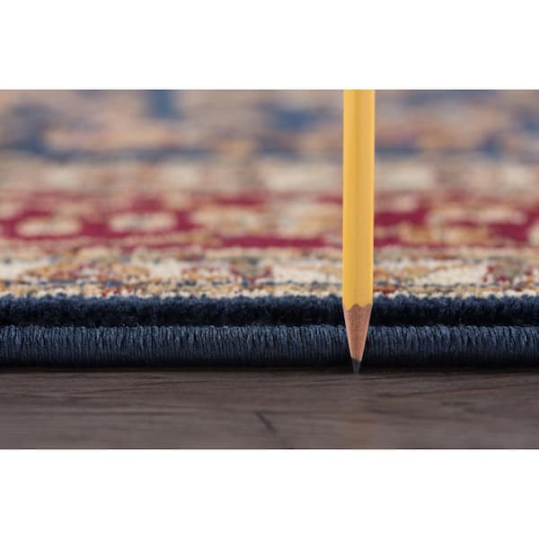 Sensation Border Navy 2 ft. x 8 ft. Indoor Runner Rug