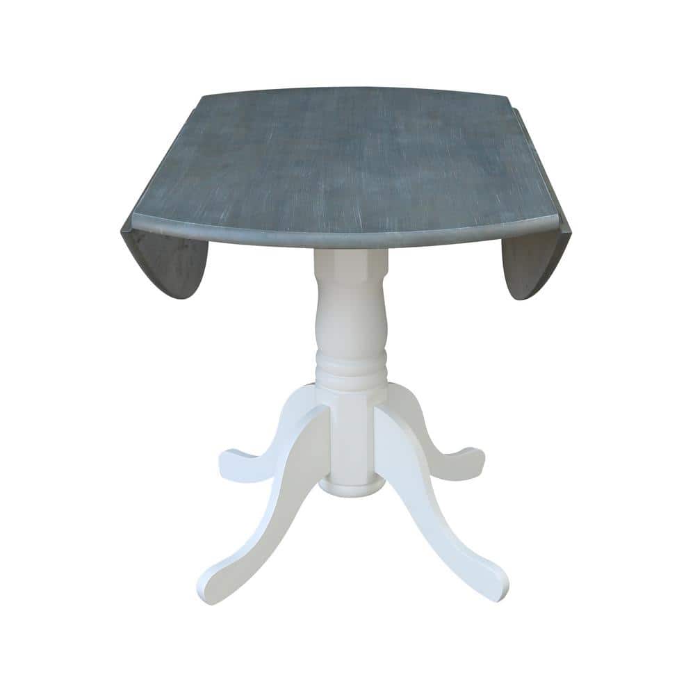 Heather Gray & White 42" Round Wood Extendable Dining Table