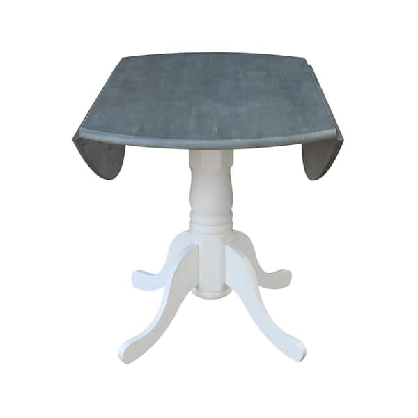 International Concepts Heather Gray White 42 In Round Dual Drop Leaf Pedestal Table T05 42dp Dual Drop Leaf Pedestal Table T05 42dp, 42 Round White Pedestal Dining Table
