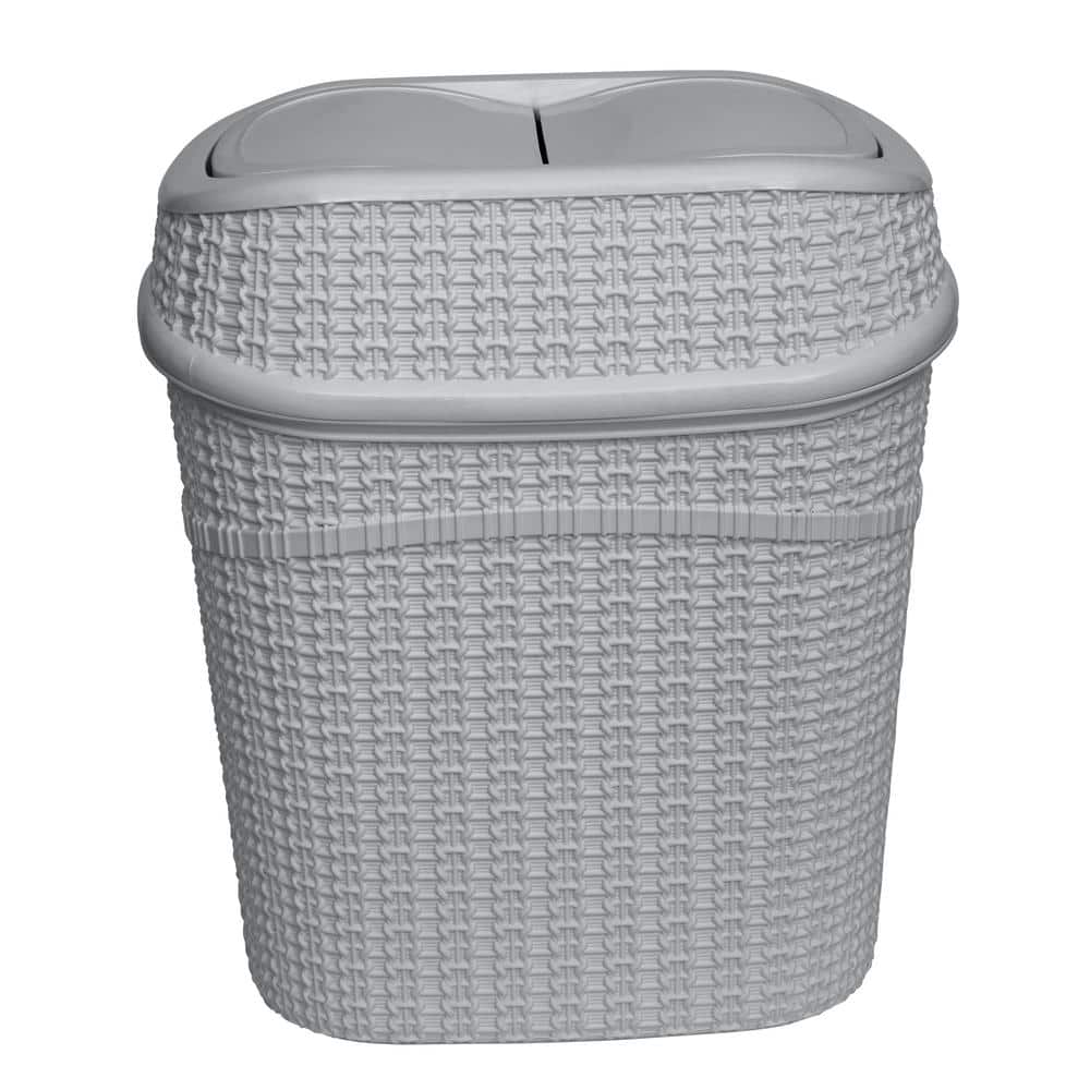 Gray Plastic Sailor Knot Swing Top Trash Can