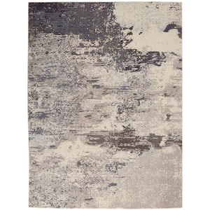 Celestial Ivory/Grey 10 ft. x 14 ft. Abstract Modern Area Rug
