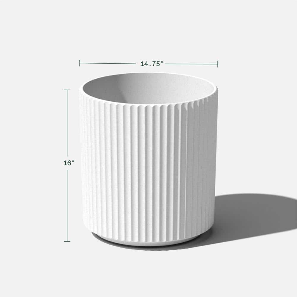 Roman Fluted Edge 16" White Round Planter for Indoor & Outdoor