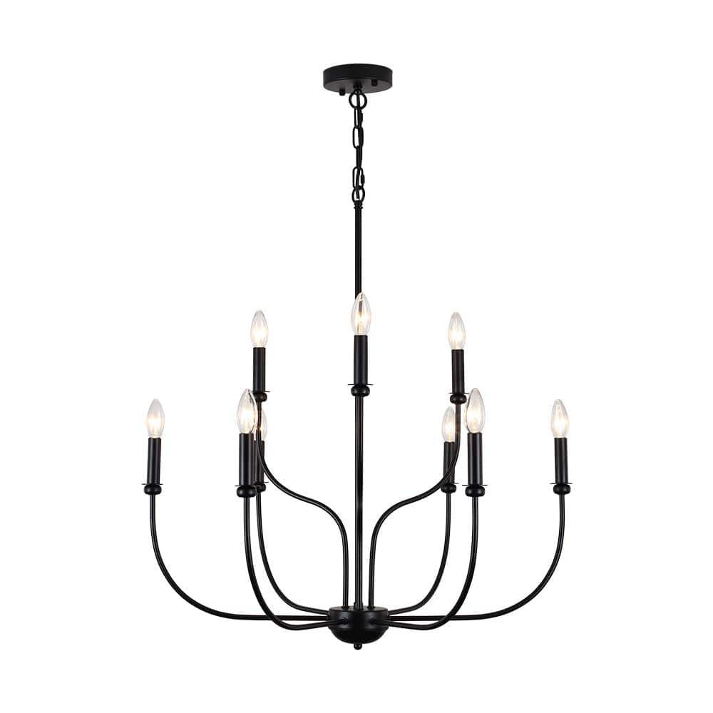 RRTYO Ableton 9Light Black Farmhouse Kitchen Island Candle Dining