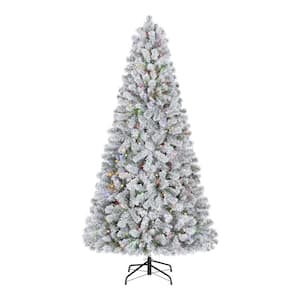6.5 ft. Pre-Lit LED Festive Pine Flocked Artificial Christmas Tree