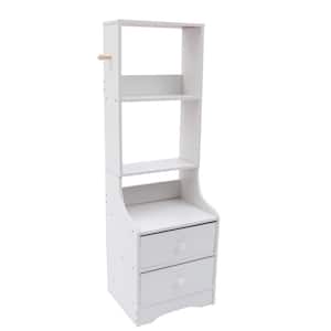 2-Drawers Modern Style White Nightstand and 2-Storage Shelves 44.88 in. H x 11.81 in. W