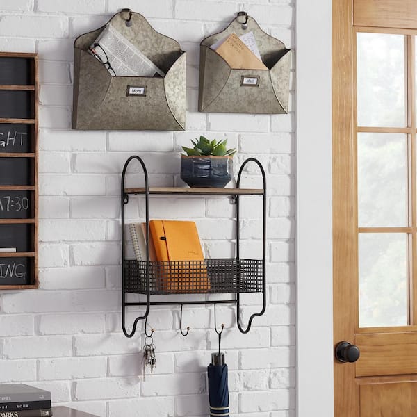 Junis Metal Basket Wall Organizer with Hooks - Joseph's Woodwork Co.