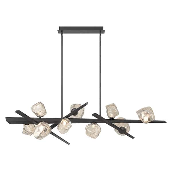 Eurofase Thorah 21-Watt 9-Light Integrated LED Graphite Chandelier with Smoke Glass Shade