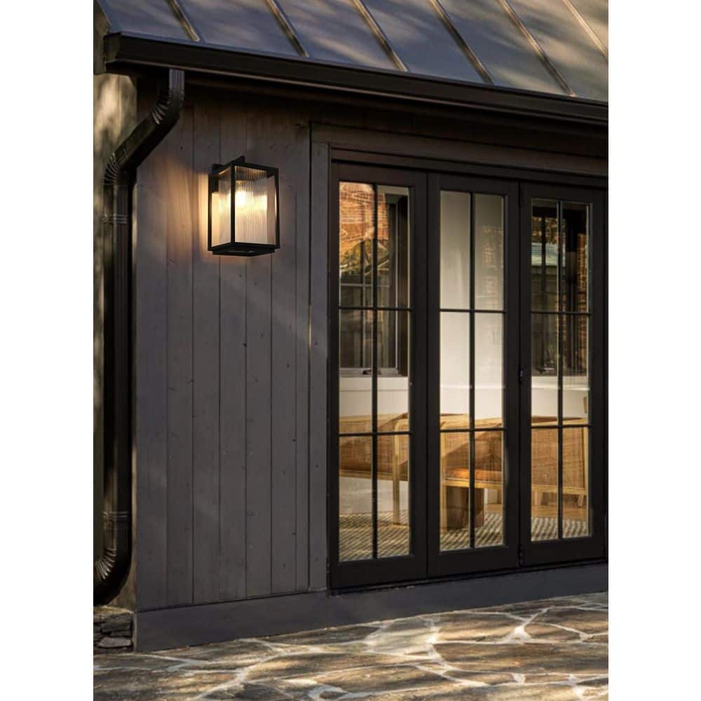 15 in. Black Outdoor Hardwired Wall Sconce with No Bulbs Included price history on PriceWatchPro