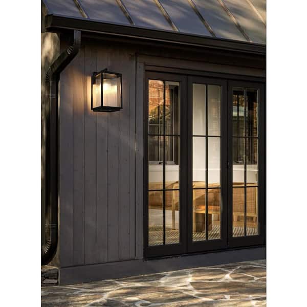 15 in. Black Outdoor Hardwired Wall Sconce with No Bulbs Included