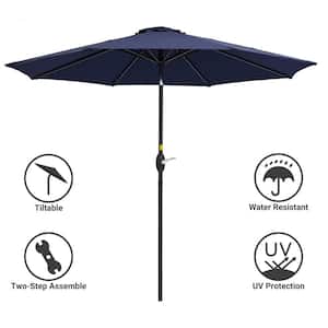 9 ft. Patio Market Crank and Tilt Umbrellas, Table Umbrellas,UV-Resistant Canopy in Navy Blue