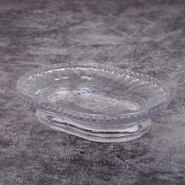 Creative Home Floral Scroll Clear Glass Soap Dish .
