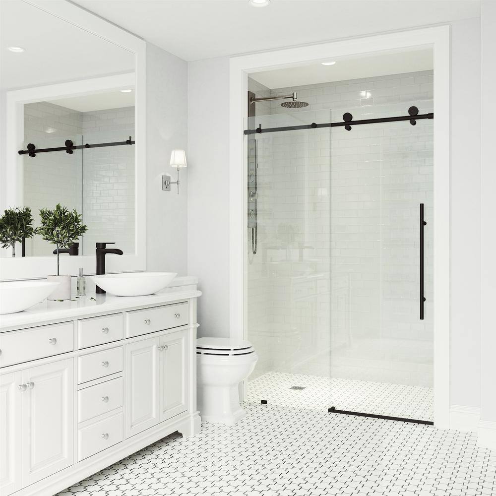 Elan E-Class 44-48" Matte Black Frameless Sliding Shower Door