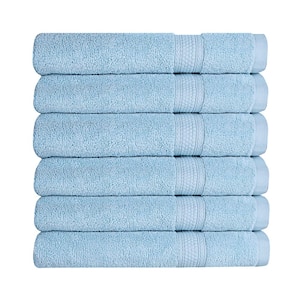 A1HC Hand Towel 500 GSM Duet Technology 100% Cotton Ring Spun Chambray Blue 16 in. x 28 in. Quick Dry (Set of 6)