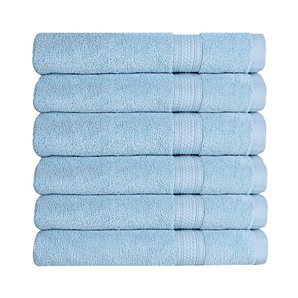A1 Home Collections A1HC Hand Towel 500 GSM Duet Technology 100% Cotton Ring Spun Chambray Blue 16 in. x 28 in. Quick Dry (Set of 6)