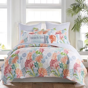 SunSet Bay 3-Piece Multicolored Cotton Full/Queen Quilt Set