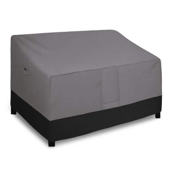 Unbranded 76 in. W x 40 in. D x 33 in. H Gray/Black Waterproof Outdoor Loveseat Cover, Heavy-Duty 2-Seater Patio Couch Cover