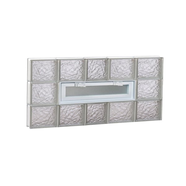 Clearly Secure 36.75 in. x 17.25 in. x 3.125 in. Frameless Ice Pattern Vented Glass Block Window