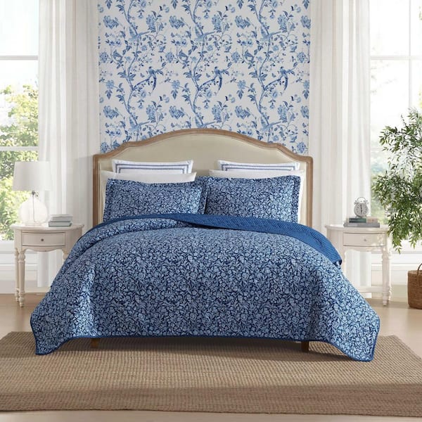 Elaina 2-Piece Indigo Blue Twin Cotton Quilt Set