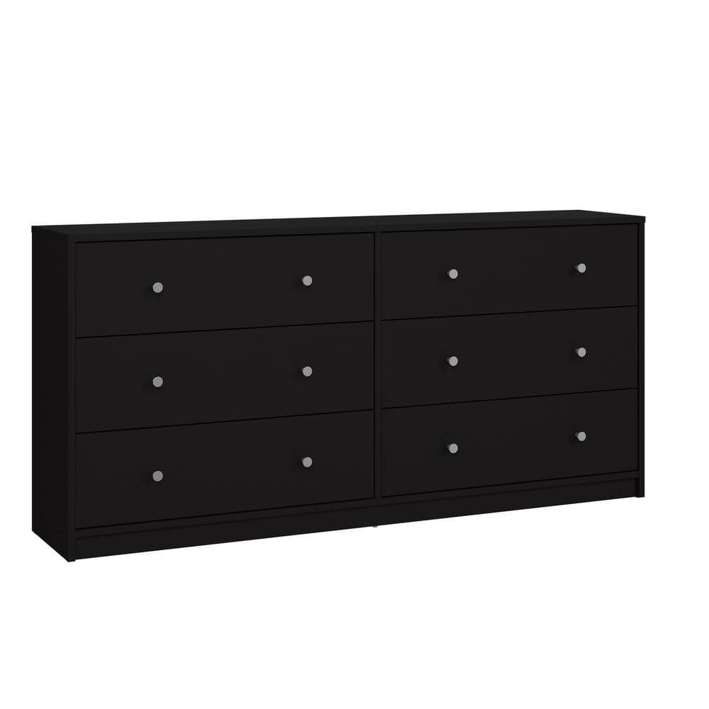 Black Double Horizontal 6-Drawer Dresser