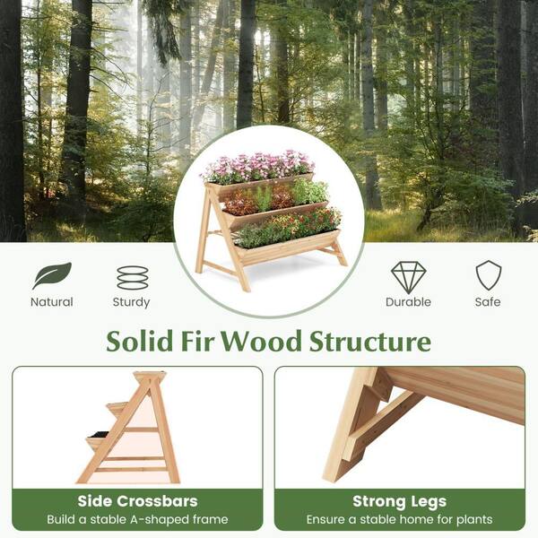 HONEY JOY Outdoor Natural Fir Wood and Non-Woven Fabric Raised